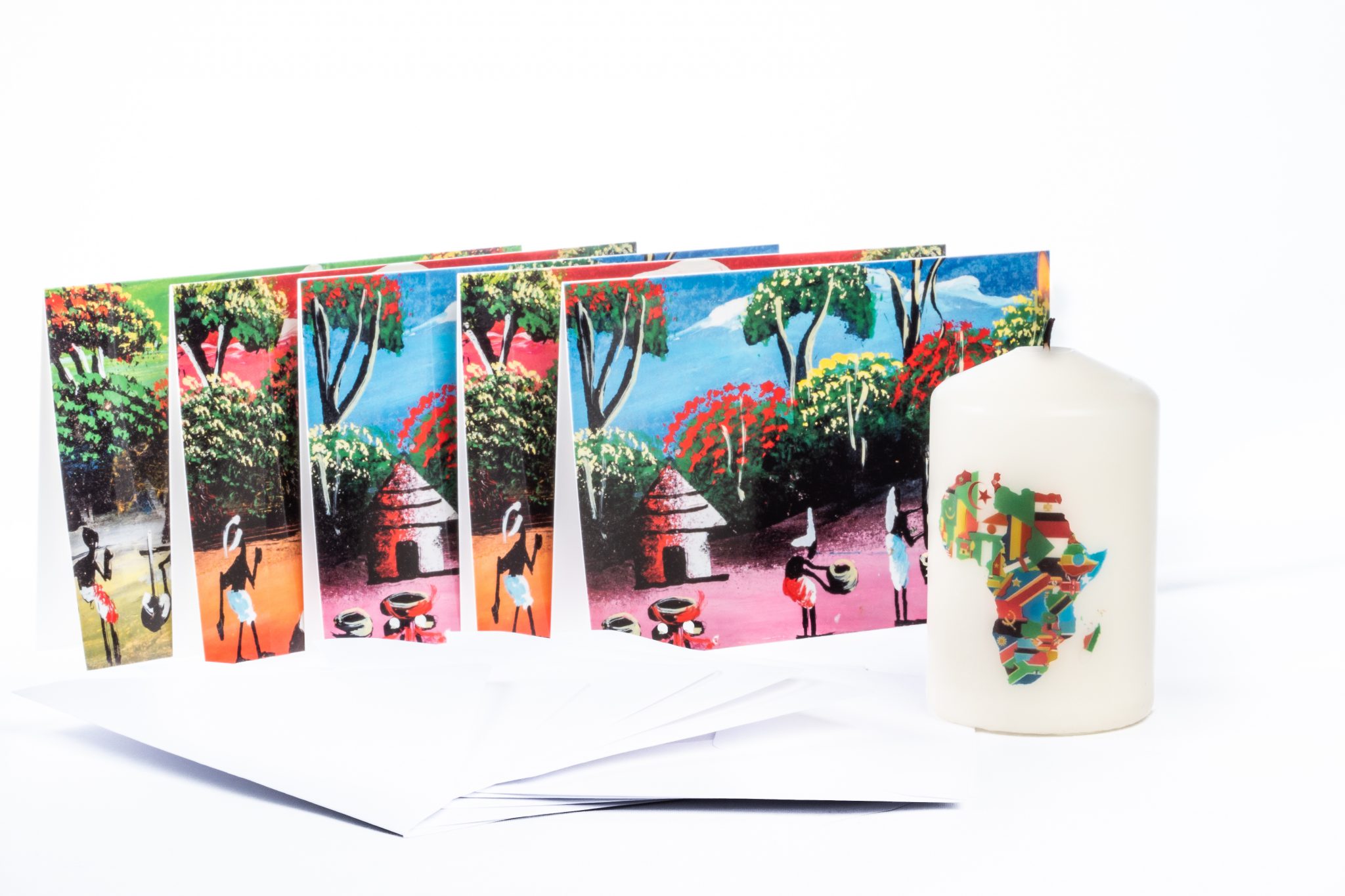 Afrikakerze mit fünf glückwunschkarten 2 Afrikakerze mit fünf glückwunschkarten – bild 2