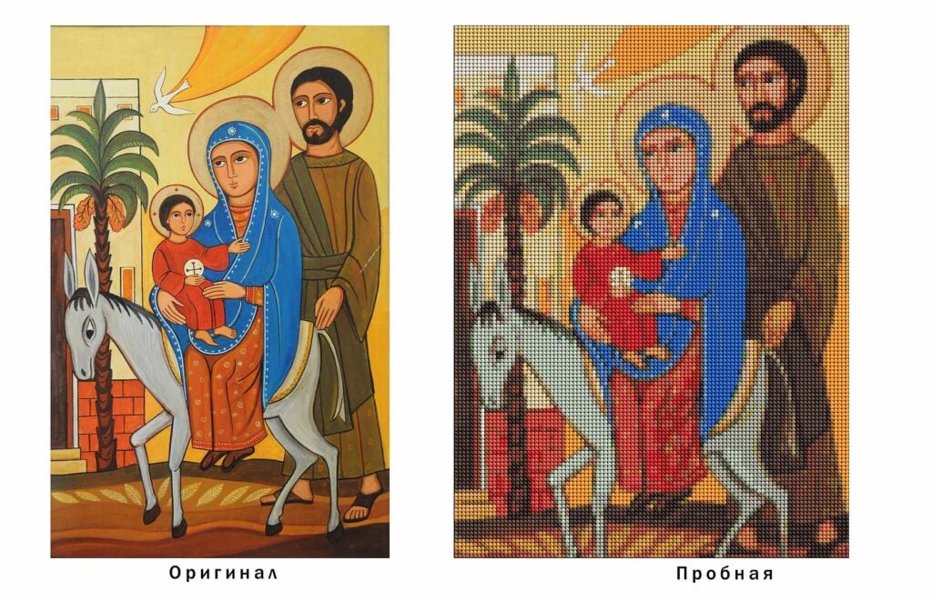 Ontwerp diamond painting van icoon vlucht uit egypte