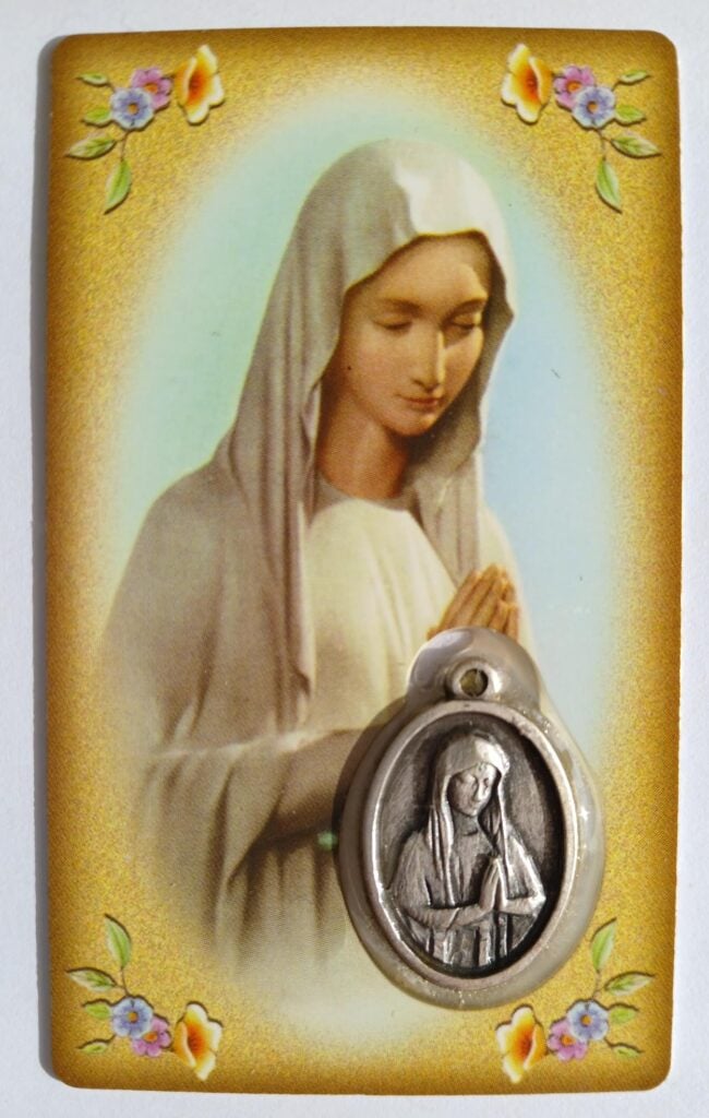 Gebedskaartje maria met medaille du