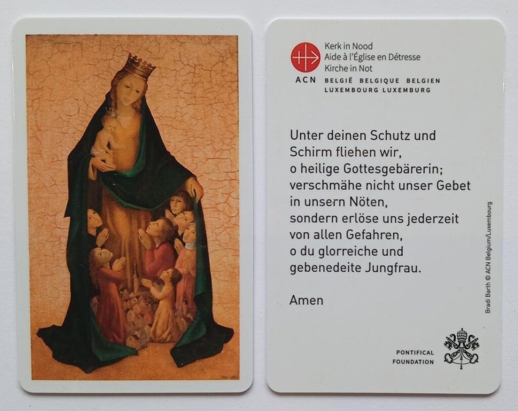 Gebedskaartje moeder gods du 1