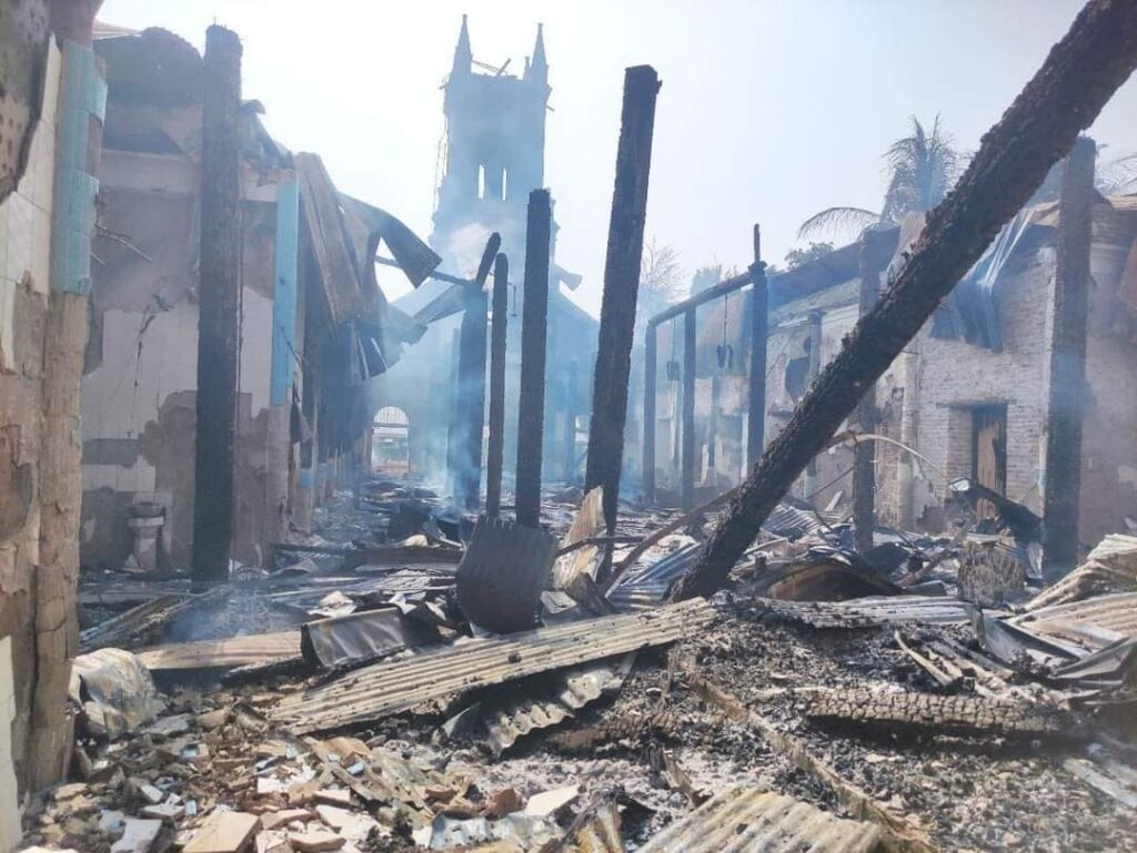 One of the oldest burmese catholic parish churches 1894 was destroyed by the burmese army &copy; radio veritas mandalay myanmar