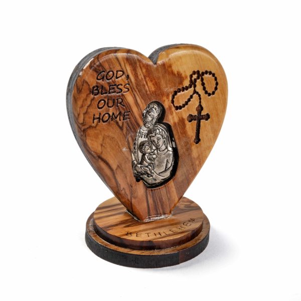 Herz aus Olivenholz, „God, bless our home“